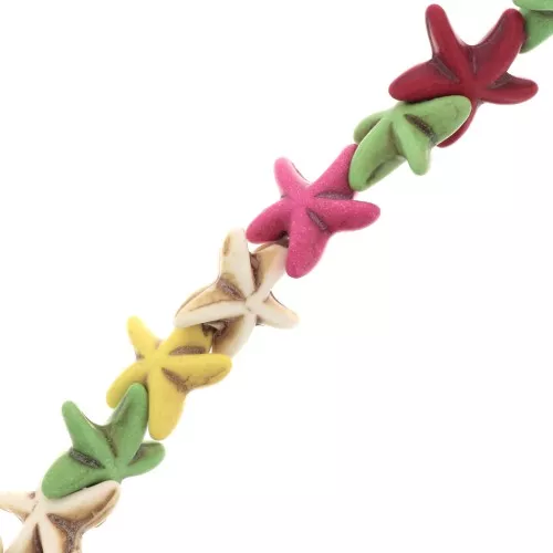 Cuentas estrellas de mar 14 mm imitación Howlite - Multicolore x37cm