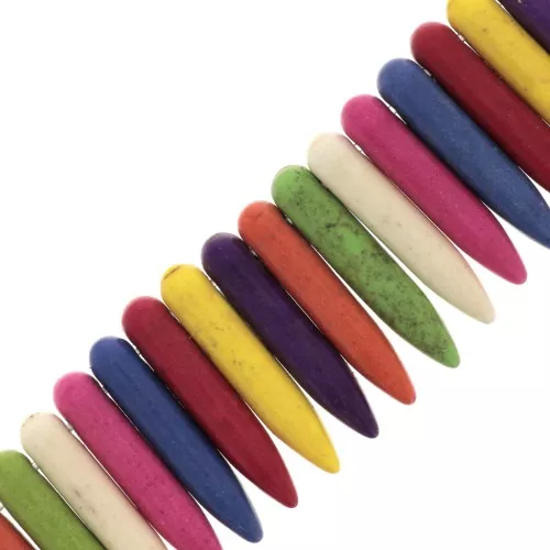 Colgantes puntas 25x5 mm imitación Howlite teñidos Multicolore x41cm