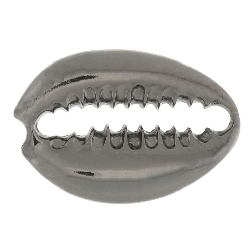Entrepieza concha Cauri 19x13 mm de Plata 925 Rodiado negro x1
