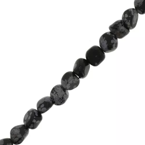 Cuentas nuggets irregulares 6 mm piedra gema - Obsidienne mouchetée x40cm