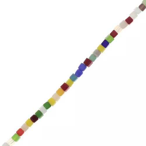 Cuentas de vidrio facetadas en cubos de vidrio de 2 mm - Multicolor x46cm