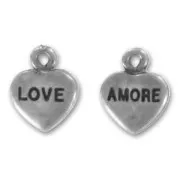 Dije Love/Amore 13 mm plateado antiguo x1