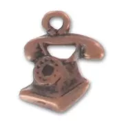 Dije teléfono retro 16 mm cobre antiguo x1