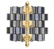 Platillo - Conector de cuentas Cuentas de Tila 34x8 mm Kalogeros III Plateado Envejecido