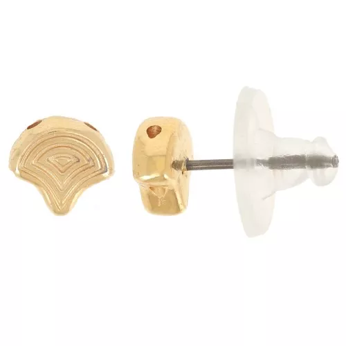 Cymbal - Ganchos pendientes Ginko Duo 7x7.5 mm -Polykarpos Dorado oro fino x2