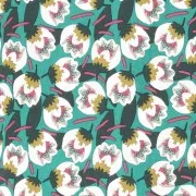 Tela velo de algodón Diméo - Emeraude - Vert oscuro - Blanco x10cm