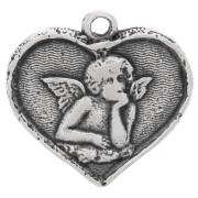 Dije ángel corazón 15x16 mm plateado antiguo x1