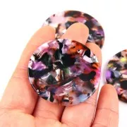 Colgante - candelabro 43 mm - Imitación escama de tortuga - Morado - Marrón x1