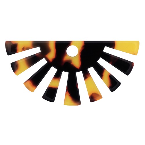 Colgante con forma de medio sol 19x38 mm en acétate - Imitación escama de tortuga - Marron - Noir x1