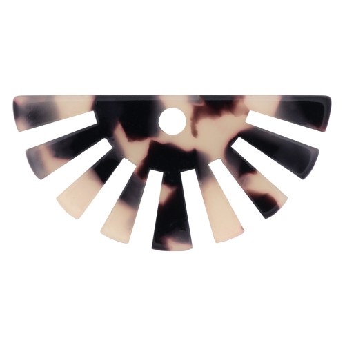 Colgante con forma de medio sol 19x38 mm- Imitación escama de tortuga - Beige - Noir x1