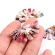 Colgante con forma de medio sol 19x38 mm - Imitación escama de tortuga - Beige - Rose x1