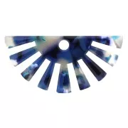 Colgante con forma de medio sol 19x38 mm - Imitación escama de tortuga - Azul - Blanco nacarado x1