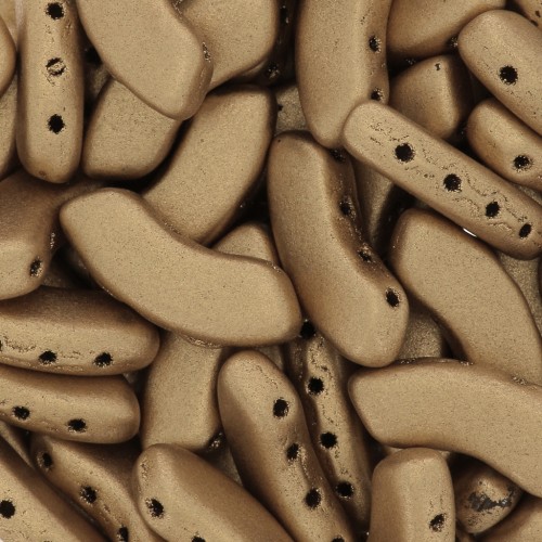 Cuentas de vidrio QuadBow Bead 6x15 mm - Gold Mat x10