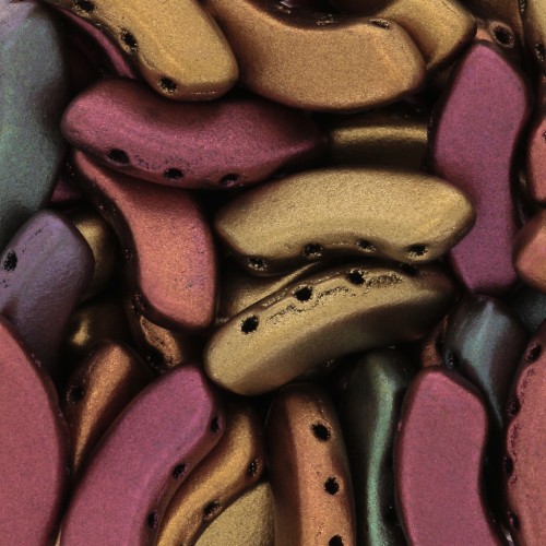 Cuentas de vidrio QuadBow Bead 6x15 mm - Gold Iris Mat x10