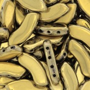 Cuentas de vidrio QuadBow Bead 6x15 mm - Full Dorado x10