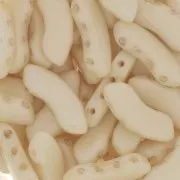 Cuentas de vidrio QuadBow Bead 6x15 mm - Opaque Beige Ceramic Look x10