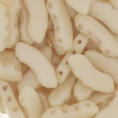 Cuentas de vidrio QuadBow Bead 6x15 mm - Opaque Beige Ceramic Look x10