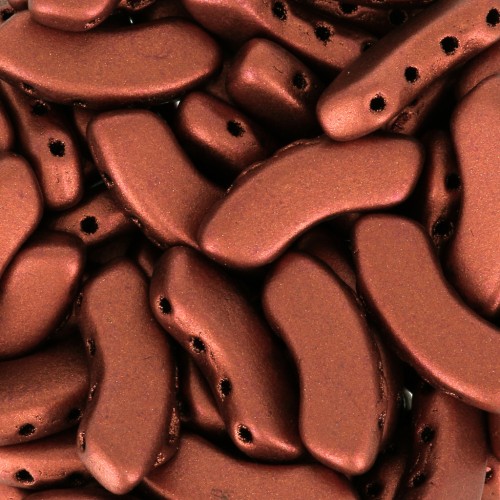 Cuentas de vidrio QuadBow Bead 6x15 mm - Red Copper Mat x10