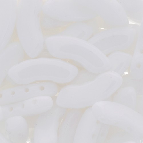 Cuentas de vidrio QuadBow Bead 6x15 mm - Opaque White x10