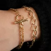 Pulsera eslabón Rombo limado 7.5 - Chapado de Oro 3 micras x18cm