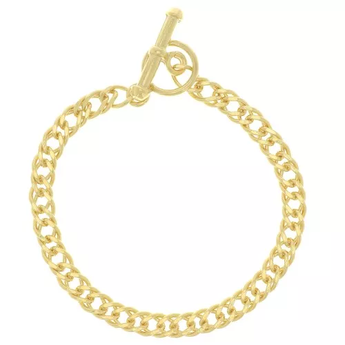 Pulsera Forçat doble Rombo limada 5.4 mm y cierre T Chapado Oro 3 micrasx18cm