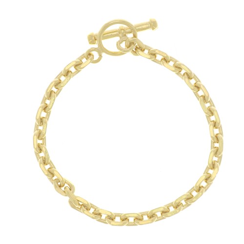 Pulsera Forçat de malla limada 5.2mm y cierre T Chapado Oro 3 micrasx18 cm