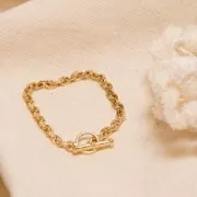 Pulsera Forçat de malla limada 5.2mm y cierre T Chapado Oro 3 micrasx18 cm