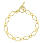 Pulsera Figaro brazalete malla limada 7.2mm y cierre T Chapado Oro 3 micrasx18cm|raw }}