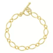Pulsera Figaro brazalete malla limada 7.2mm y cierre T Chapado Oro 3 micrasx18cm