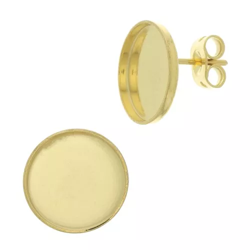 Pendientes para cabuchón fondo plano 8 mm - Dorado con oro fino x2