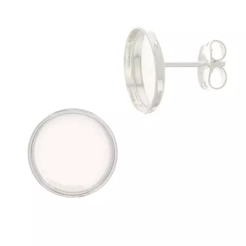Ganchos pendientes para cabujón fondo plano 8 mm - Plateado fino x2
