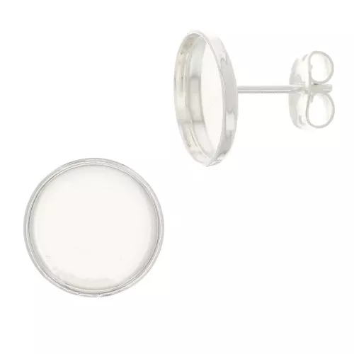 Pendientes para cabuchón fondo plano 10 mm - Plateadox2