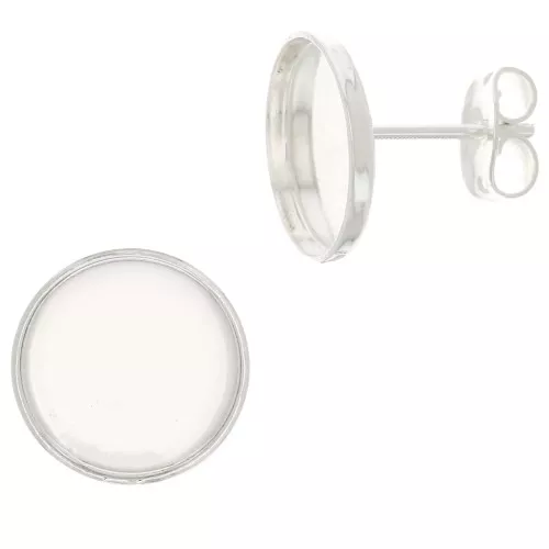 Pendientes para cabuchón fondo plano 12 mm - Plateadox2