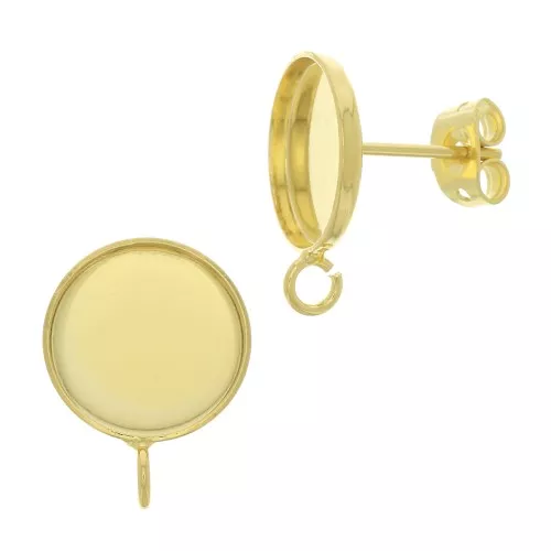 Pendientes para cabuchón fondo plano 8 mm - anilla cerrada - Dorado con oro finox2