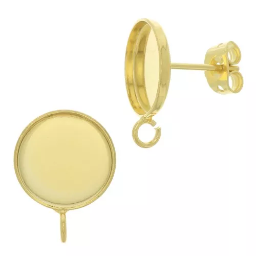 Pendientes para cabuchón fondo plano 10 mm - anilla cerrada Dorado con oro finox2