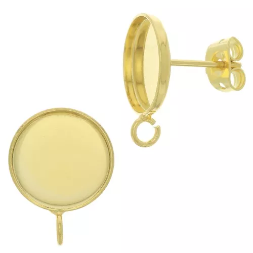 Pendientes para cabuchón fondo plano 12 mm - anilla cerrada Dorado con oro finox2