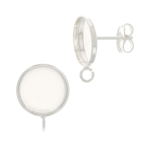 Pendientes para cabuchón fondo plano 8 mm - anilla cerrada - Plateadox2