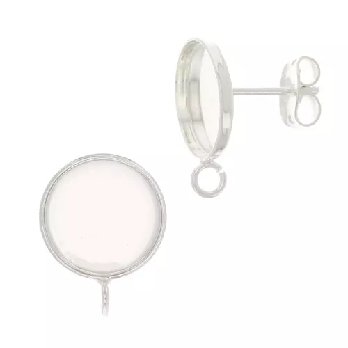 Pendientes para cabuchón fondo plano 8 mm - anilla cerrada - Plateadox2
