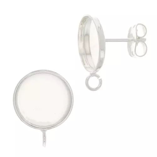Pendientes para cabuchón fondo plano 10mm - anilla cerrada - Plateadox2