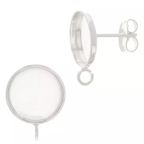 Pendientes para cabuchón fondo plano 12 mm - anilla cerrada - Plateadox2