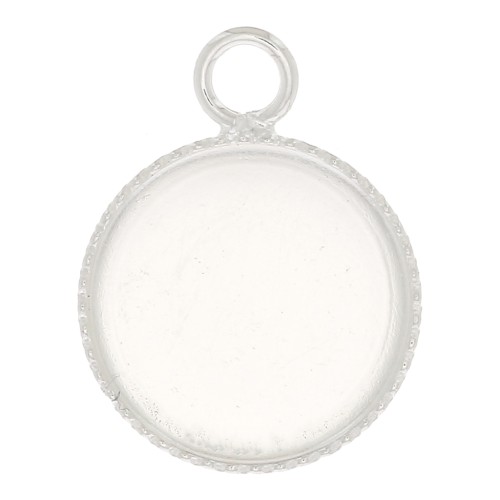 Engaste colgante para cabuchón fondo plano 12 mm - Plateado x1