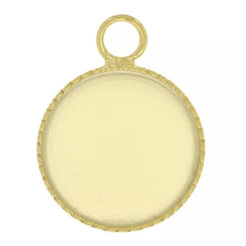 Engaste colgante para cabuchón fondo plano 12 mm - Dorado con oro fino x1