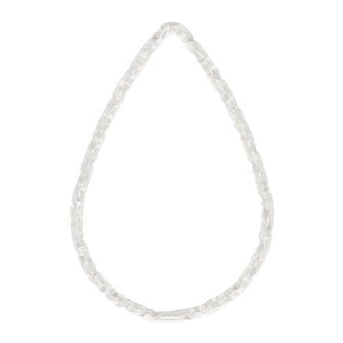 Anillo de montaje y tejido gota diamantado 21x14 mm - Plateado x1