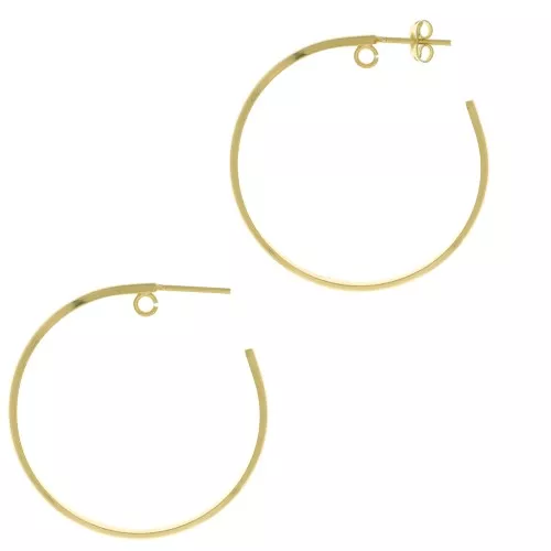 Pendientes aro grande hilo medio jonc 43 m con anilla abierta Dorado oro fino x2