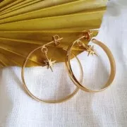 Pendientes aro grande hilo medio jonc 43 m con anilla abierta Dorado oro fino x2
