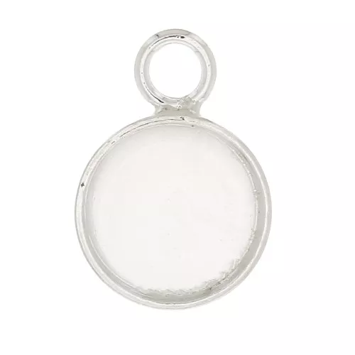 Mini colgante redondo para cabuchón fondo plano de 6 mm - Plata 925 x1