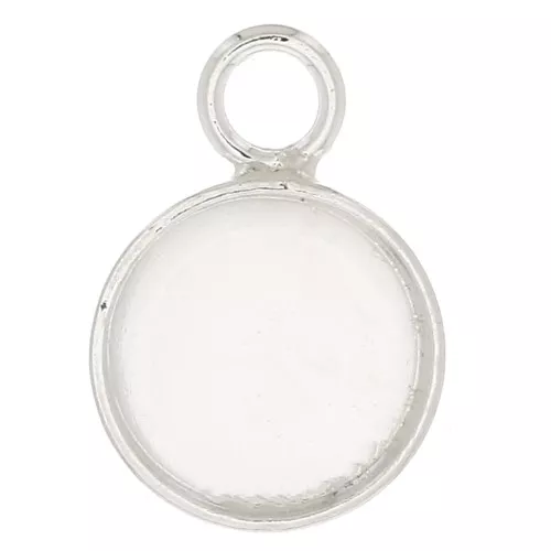 Mini colgante redondo para cabuchón fondo plano de 8 mm - Plata 925 x1