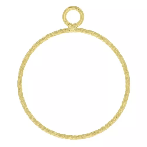 Colgante circulo calado diamantado 25x20.5 mm - Dorado con oro fino x1
