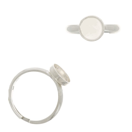 Anillo ajustable para cabuchón fondo plano 8 mm - Plata 925 x1
