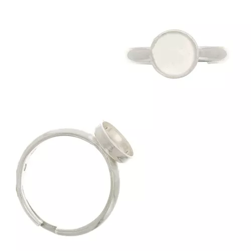Anillo ajustable para cabuchón fondo plano 8 mm - Plata 925 x1